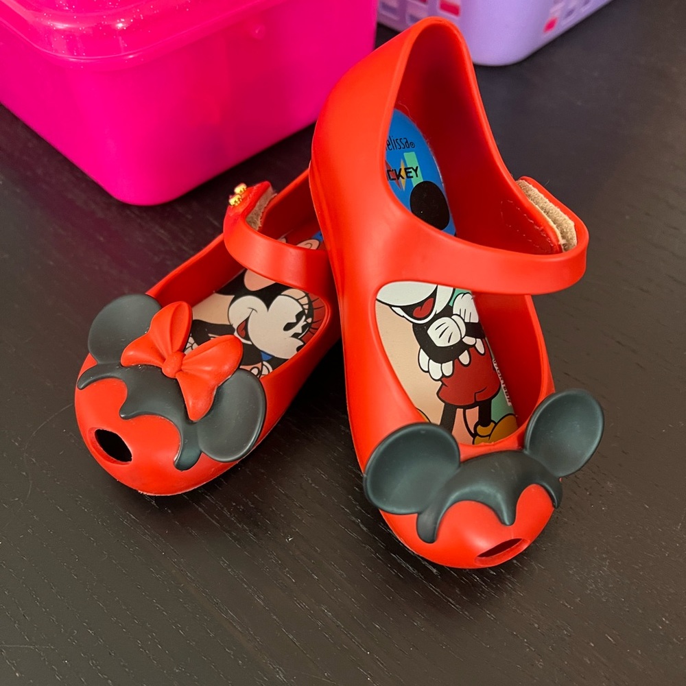 Gently used and like new Mini Melissa shoes.